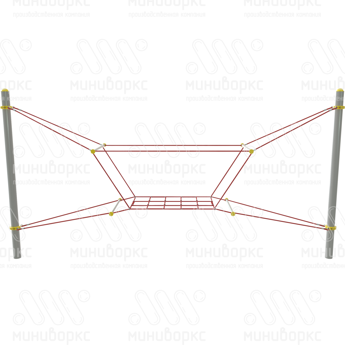 Переход с сеткой, канатная часть из армированного шестипрядного каната Ø16 мм, цвет серый/желтый – M-0423.20-g2 - 2