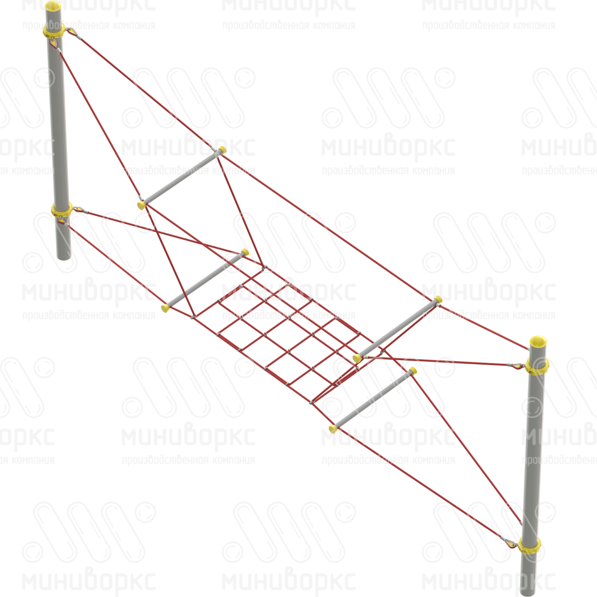 Переход с сеткой, канатная часть из армированного шестипрядного каната Ø16 мм, цвет серый/желтый – M-0423.20-g2 - 3