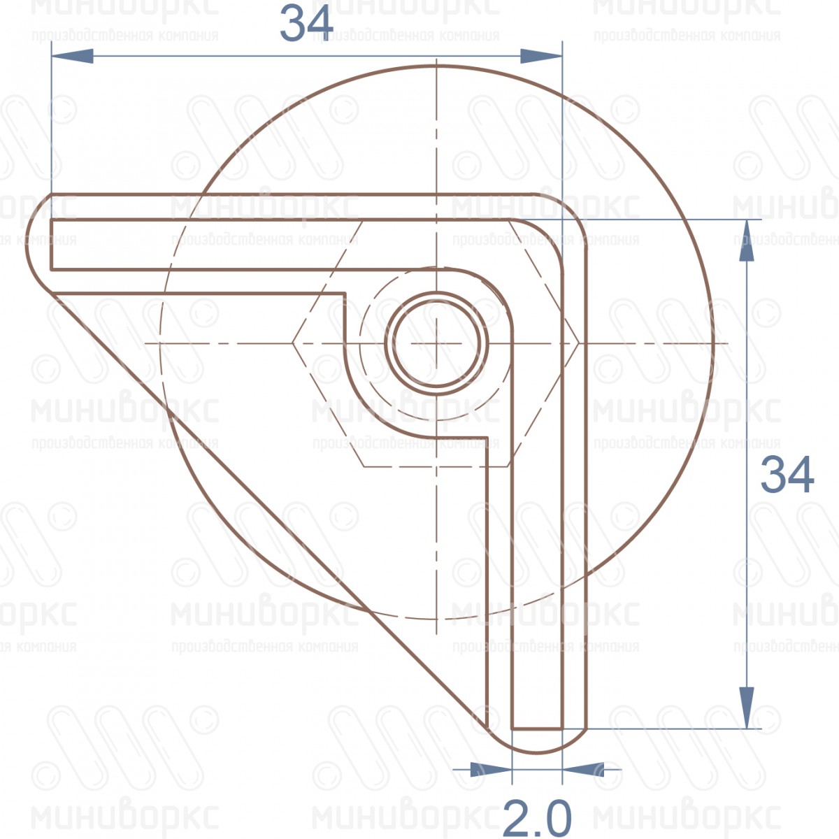 Комплекты опор для уголков и резьбовых опор 34x34 – U34-34M8.D40x20 | картинка 6