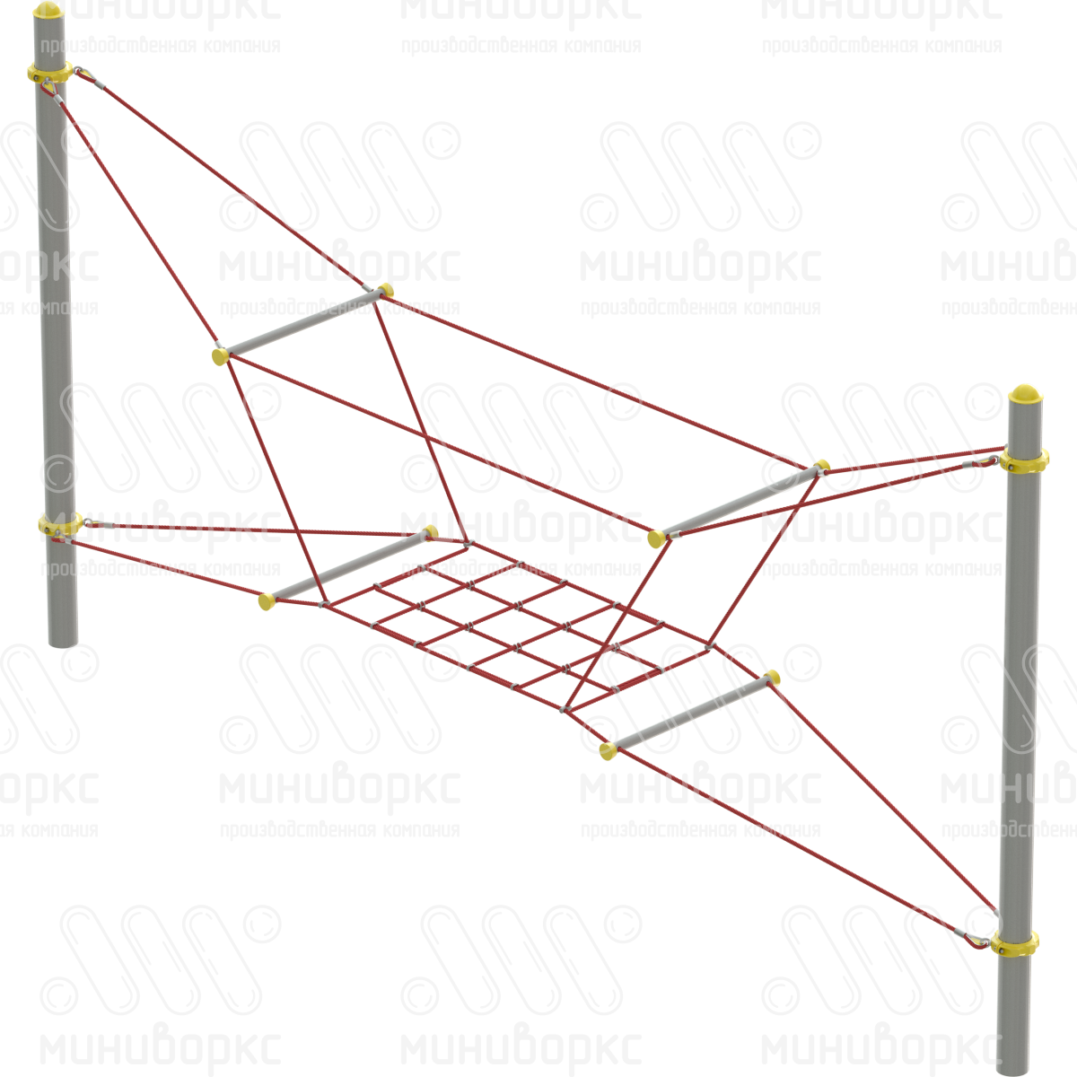 Переход с сеткой, канатная часть из армированного шестипрядного каната Ø16 мм, цвет серый/желтый – M-0423.20-g2 - 1