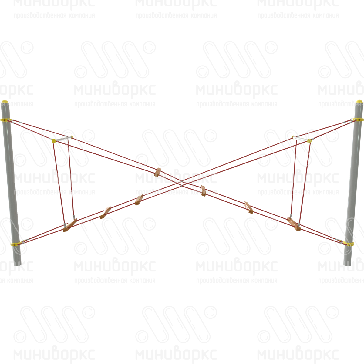 Мостик Х-образный, канатная часть из армированного шестипрядного каната Ø16 мм, цвет зеленый/белый – M-0424.20-3w - 2