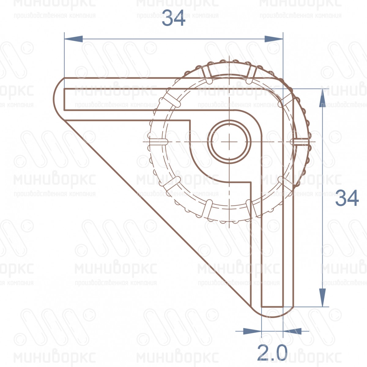 Комплекты опор для уголков и резьбовых опор 34x34 – U34-34M8.D25x35G | картинка 6